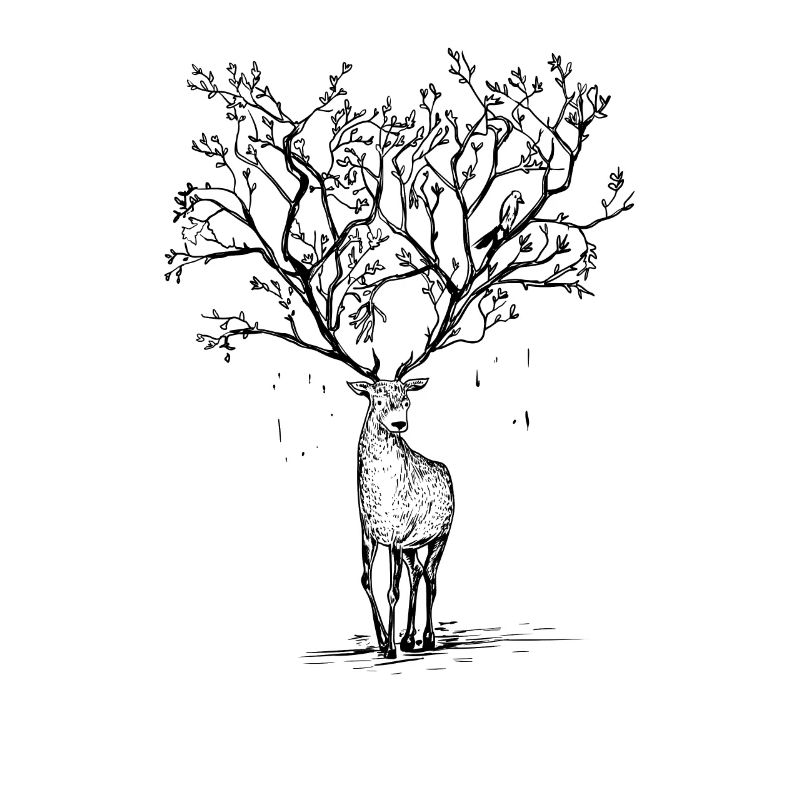 Hirsch Geweih Baum Illustration Wald Geschenk