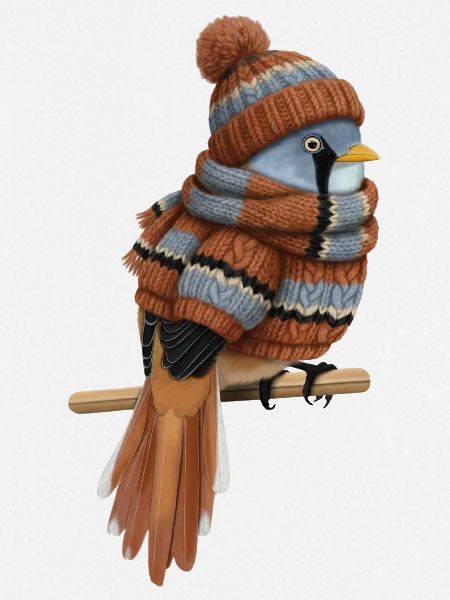 Bartmeise im Strickpullover Winter Weihnachten