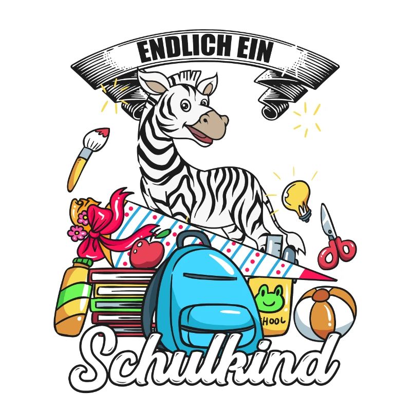 Endlich ein Schulkind Einschulung Geschenk Zebra
