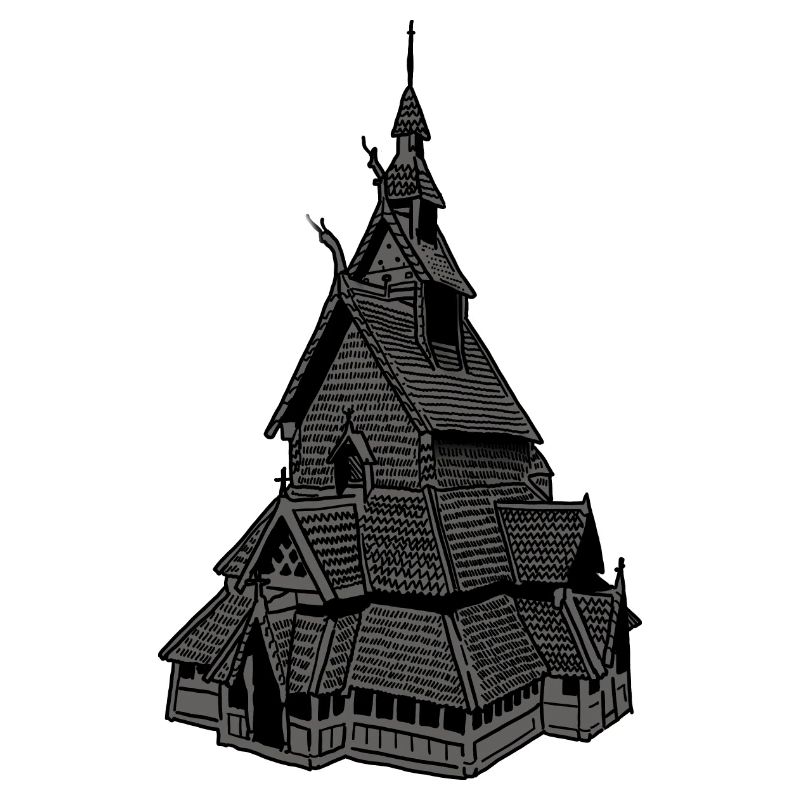 Stabkirche Norwegen grau