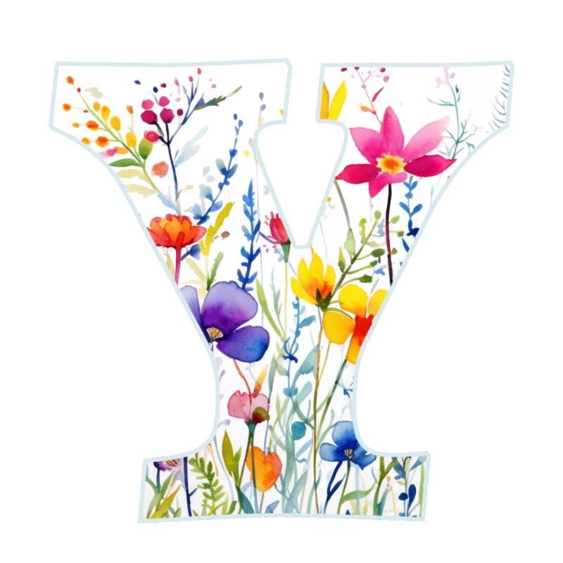 Buchstabe Y, Monogramm, Blumenmuster