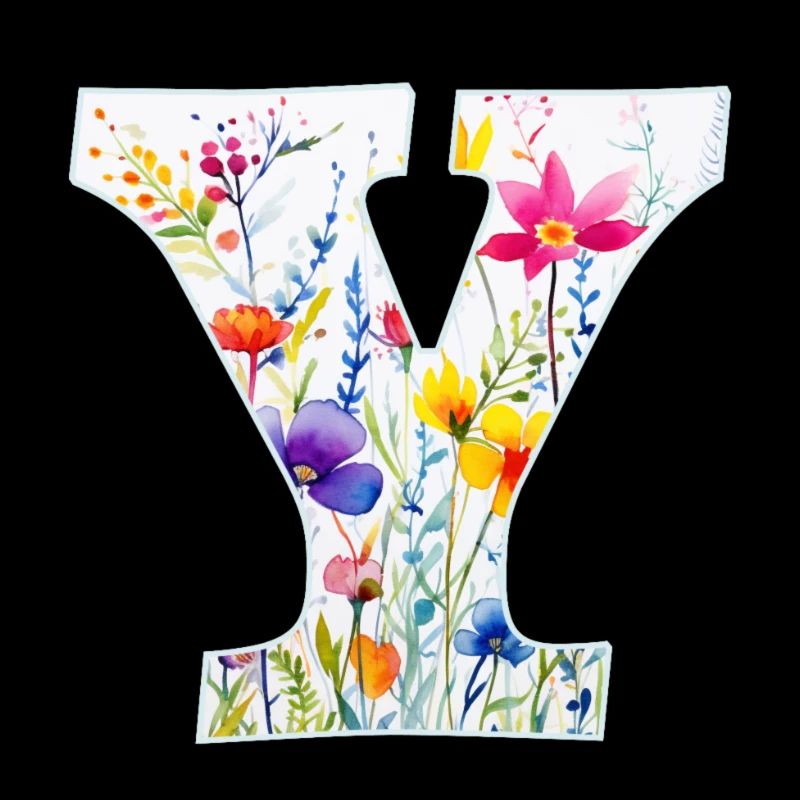 Buchstabe Y, Monogramm, Blumenmuster