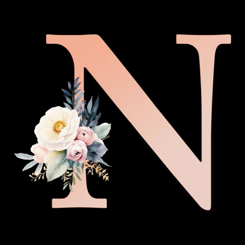 N monogramme, Floral, Boho