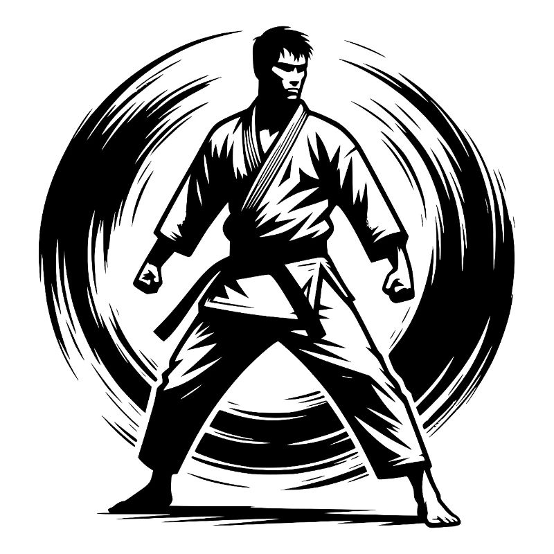 Tradition du karatéka avec discipline et force