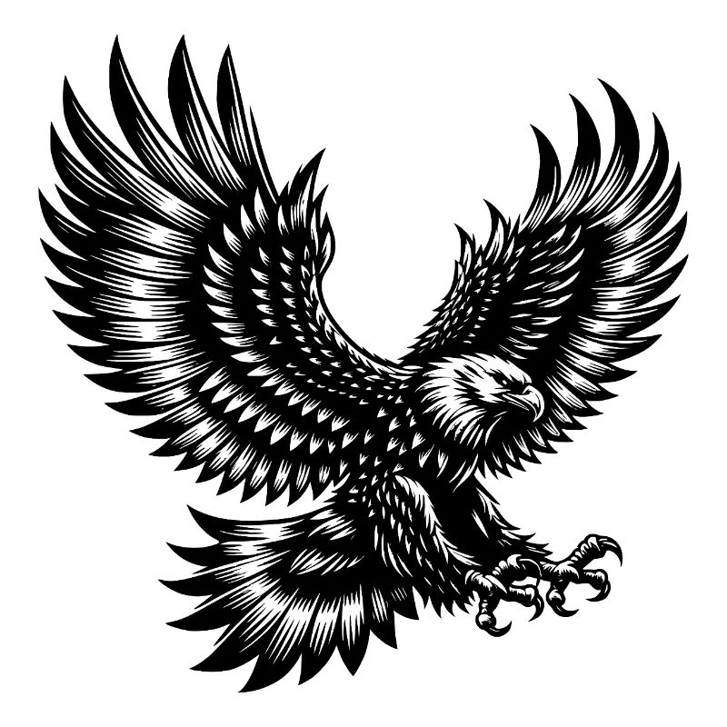 Aigle aux ailes déployées en mouvement