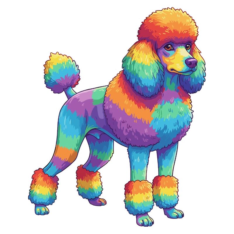 Buntes Pudelhunde-Regenbogen-Pop-Art-Aquarell