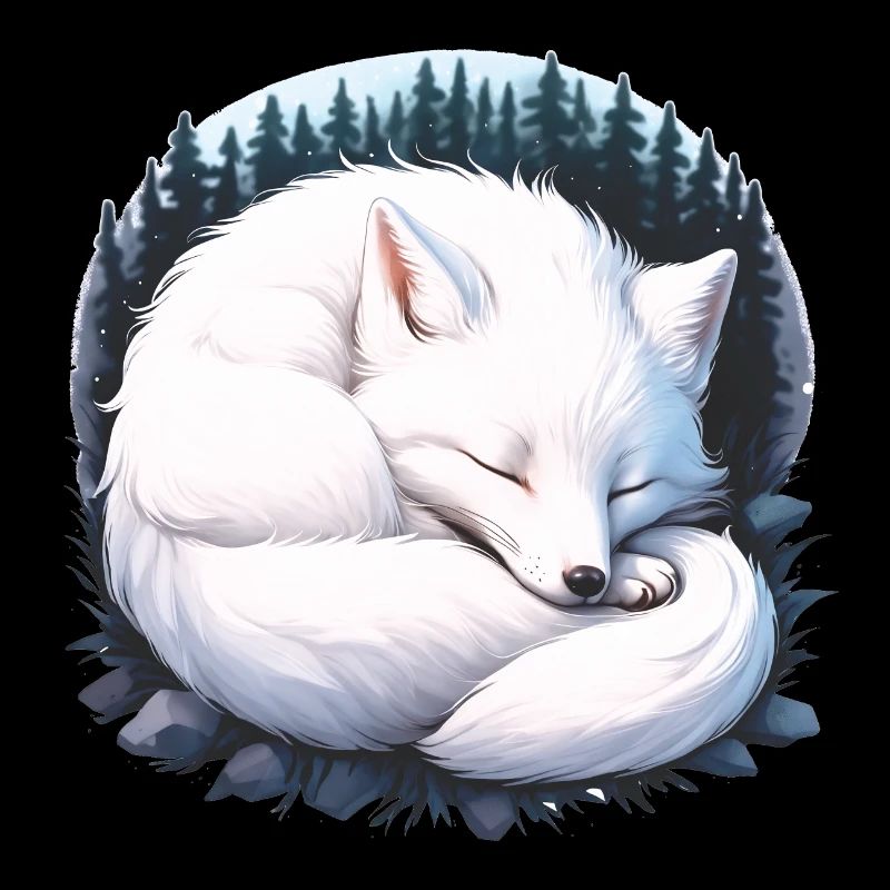 Arctic fox sleeping in the forest Fox Scandinavia Fox