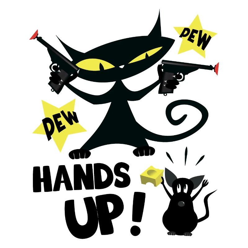 Pew Pew Hands Up, Mouse Cat - Funny Cat