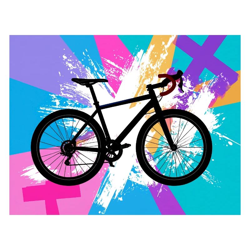 illustration,mountain bike,road bike,graffiti,pink