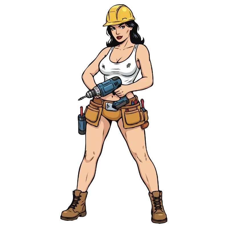 Pin-up construction worker