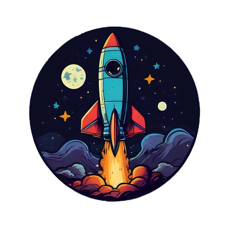 Fusée spatiale. Fusée dessin mignon. Logo de fusée