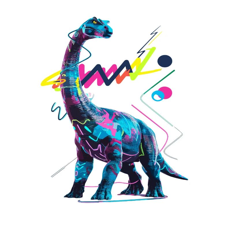 Neon Dinosaur Abstract Artwork