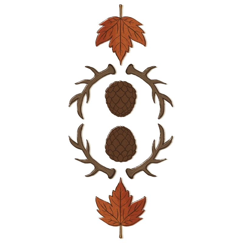 Autumn Pinecone Antlers Maple Leaf