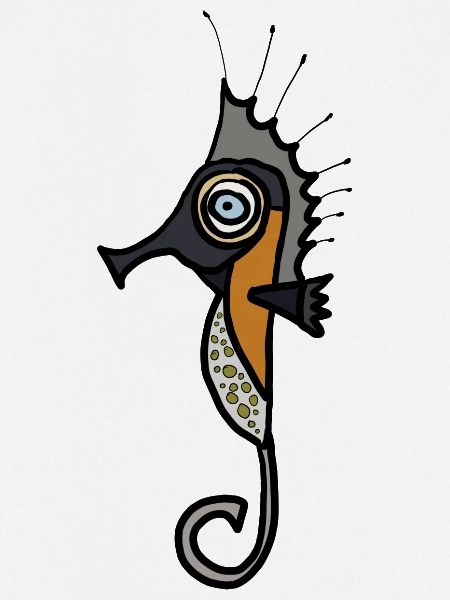 Seepferd Grafik mit dunklem Hintergrund