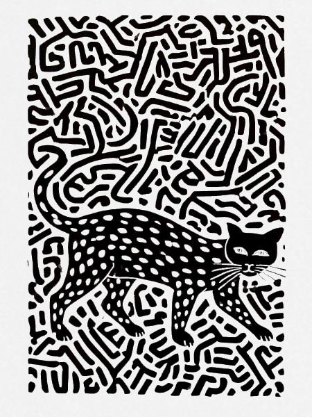 Psychedelische Schwarze Katze