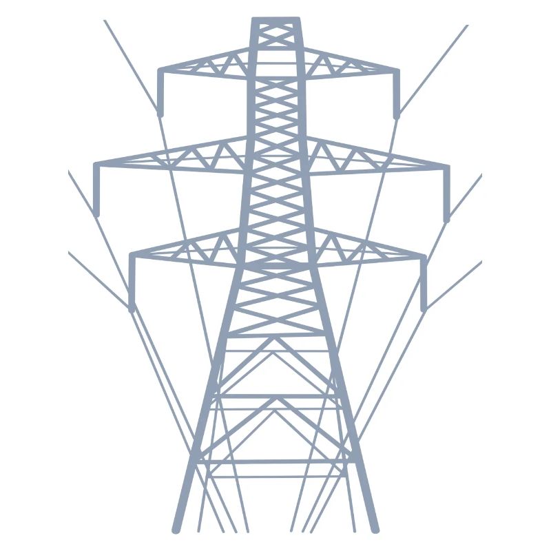Weiße Strommast-Silhouette