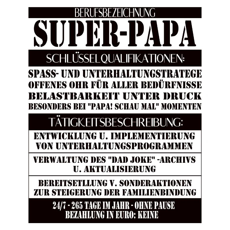 Super Papa – Description du poste avec humour