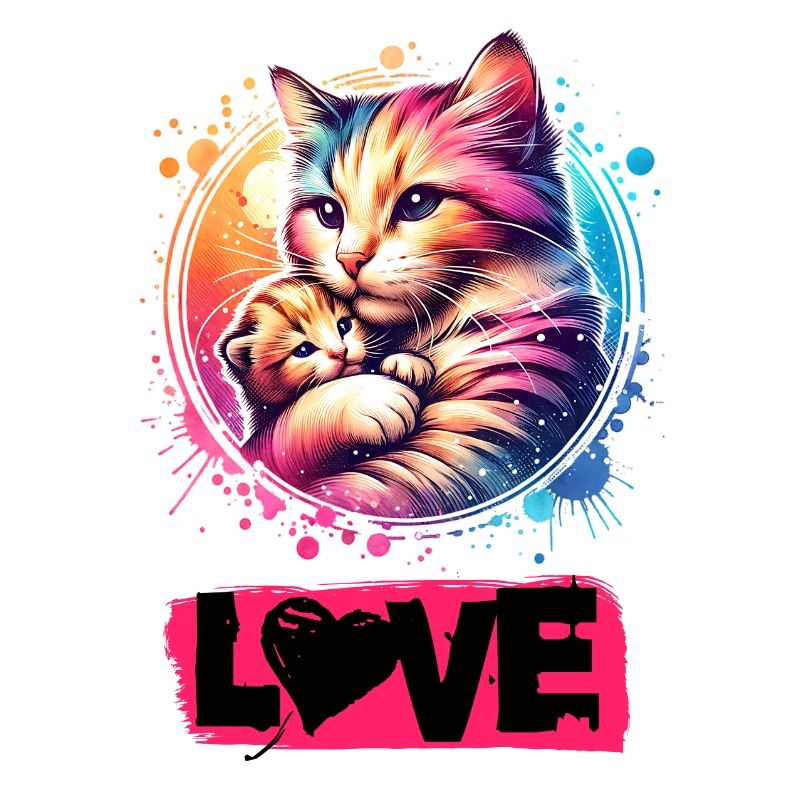 Schöne Katze mit einem Kitten - Katzen sind Liebe.