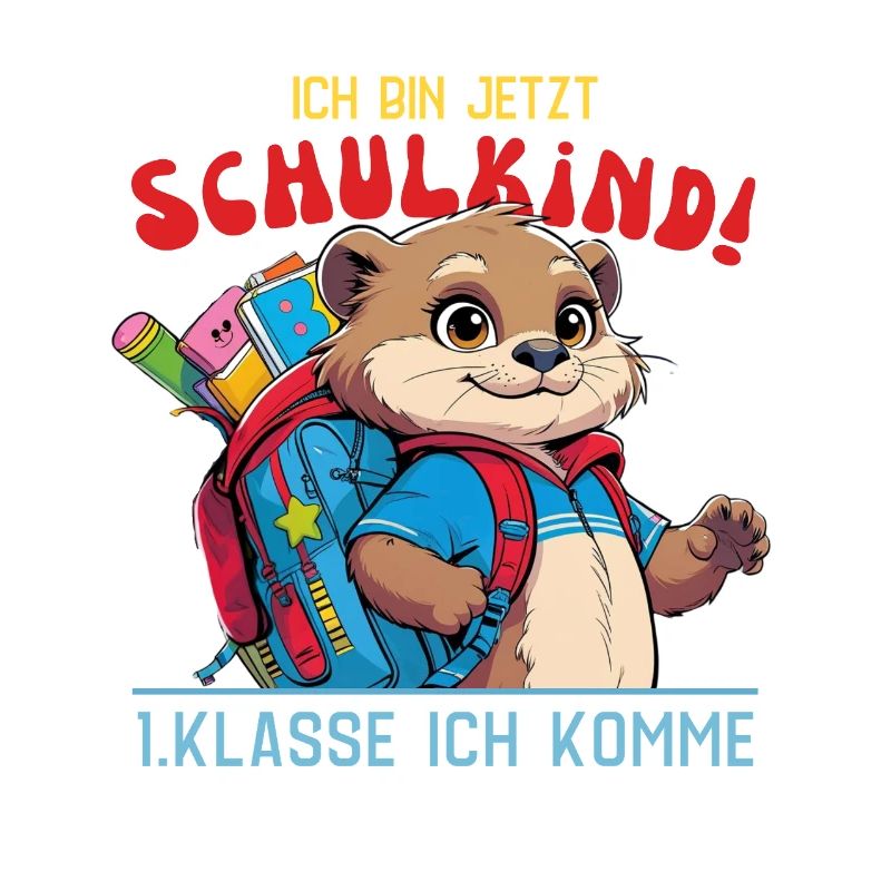 Back to school otter with school backpack