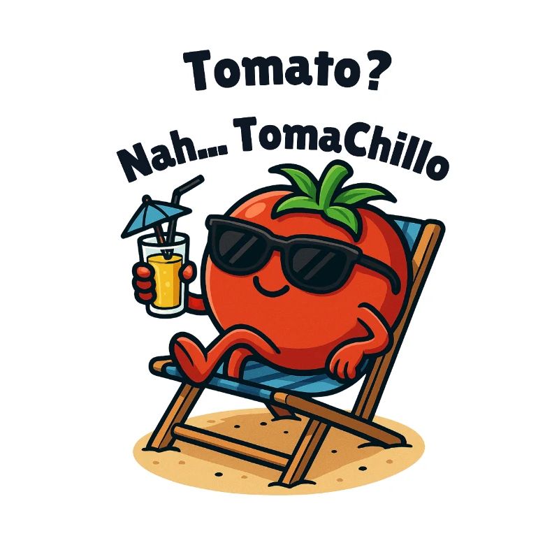 Tomato Chilling on the Beach Illustrations