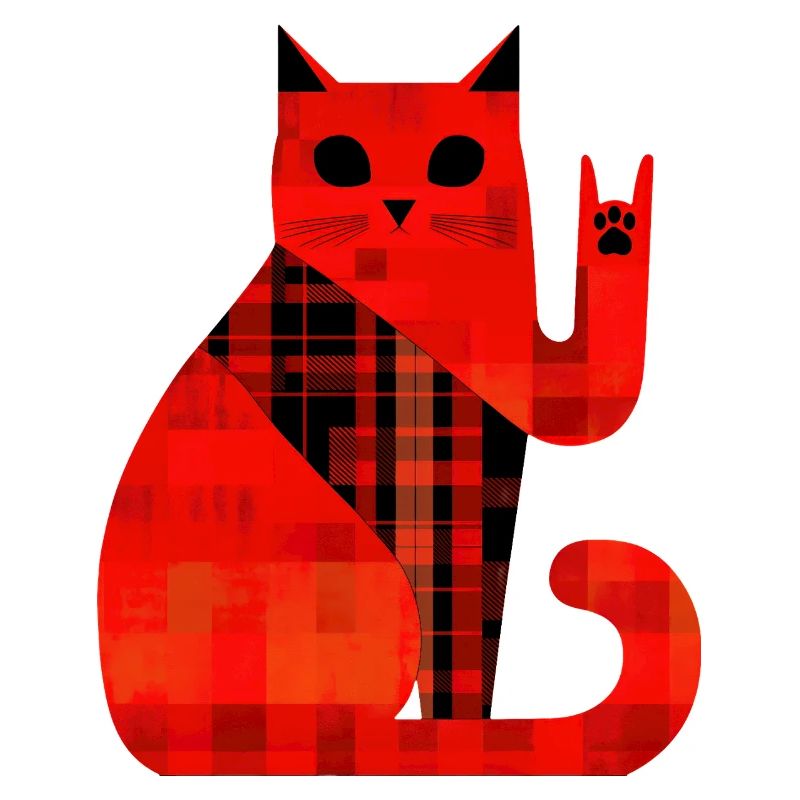 Red Cat Plaid Pattern Modern