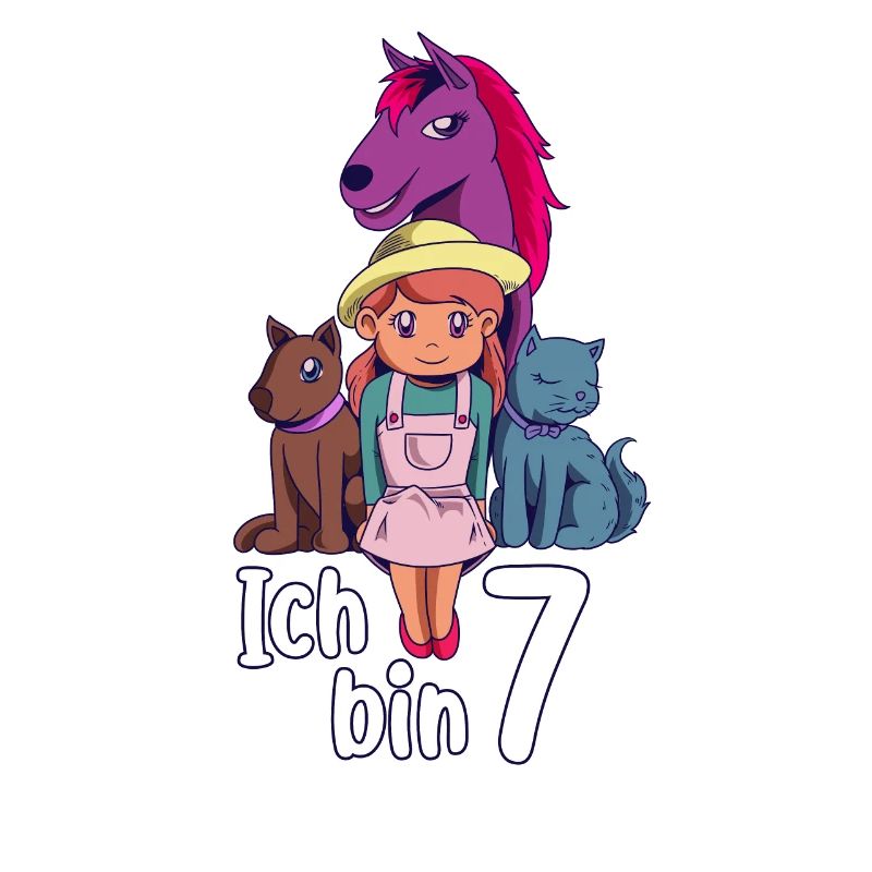 Geburtstagsshirt Bauernhof - 7 Geburtstag Mädchen