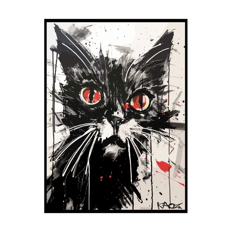 Kohlepapier-Buntstift-Zeichnung einer Katze