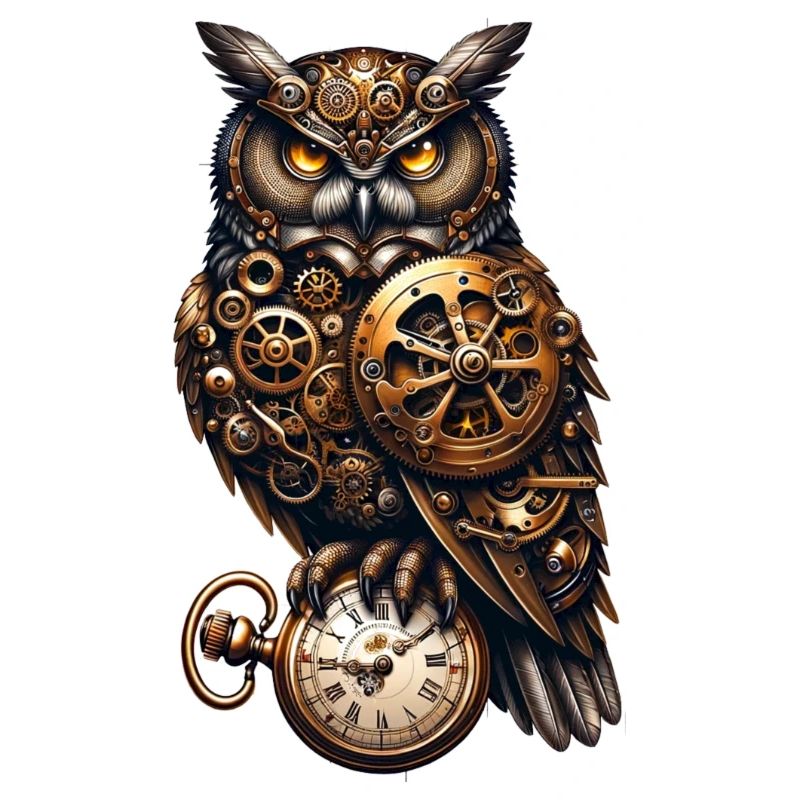 Clockwork Sentinel: Steampunk Owl with Gear