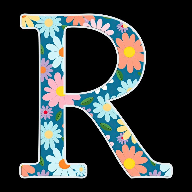 Personalisierbar Monogramm R Blumenmuster