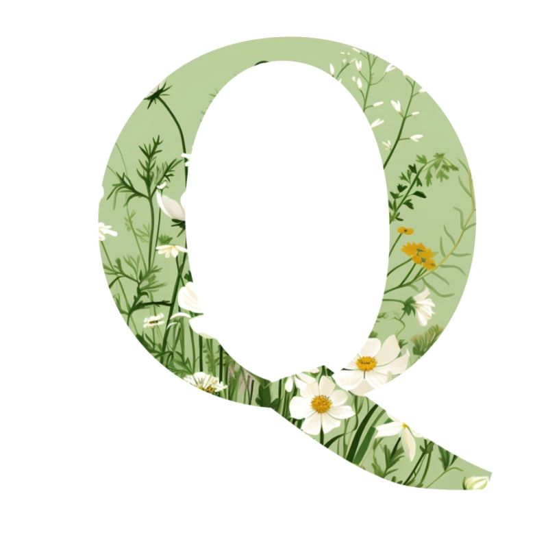 Letter Q, Monogram, Floral Pattern