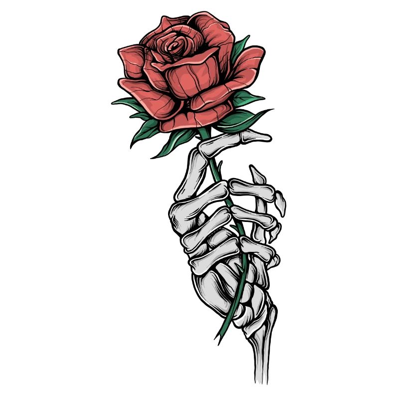 Bone hand with rose