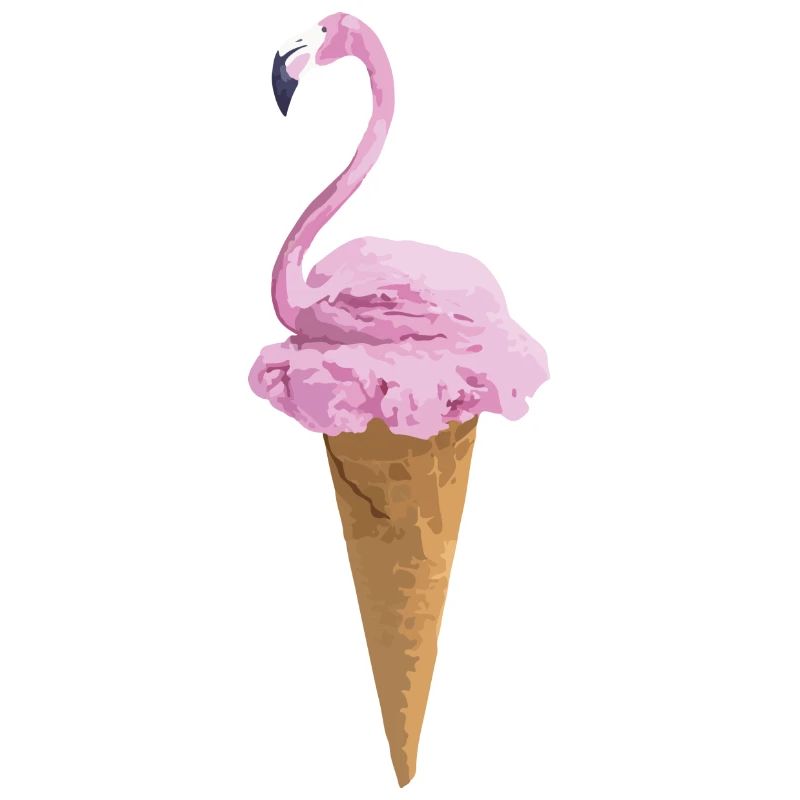 Flamingo mit Eiscreme