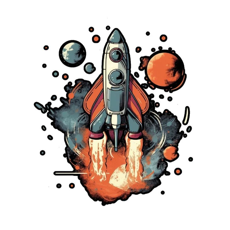 a space rocket launch through space