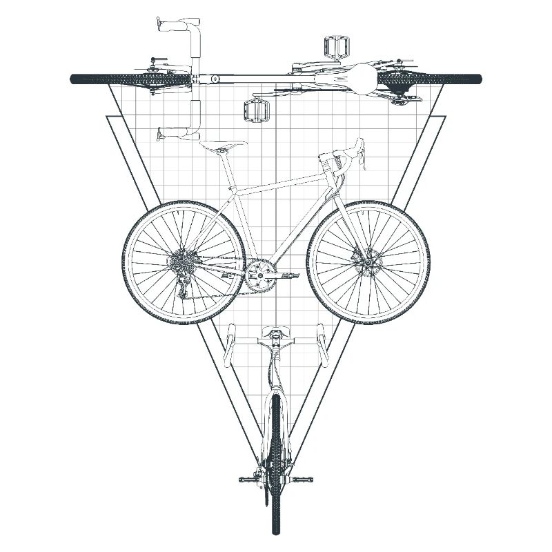 Geometric Bicycle Inside Triangle Emblem
