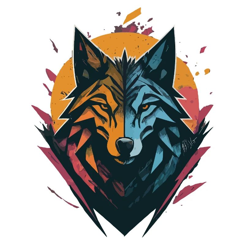 Loup double face soleil lune