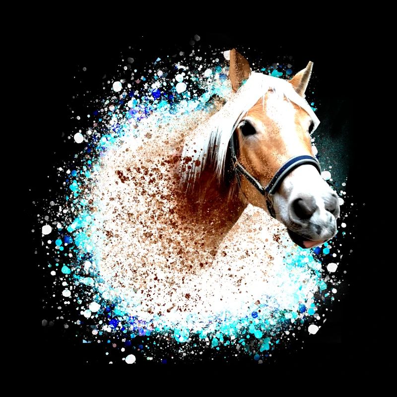 cheval,haflinger, graffitis, peinture, bleu, chevaux,