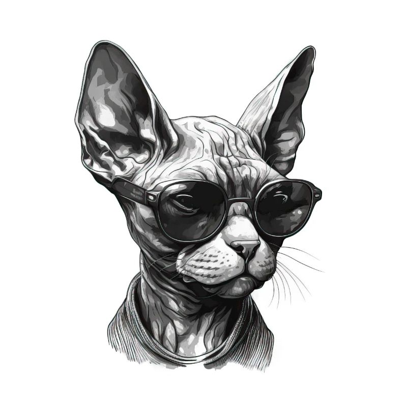 Coole Sphynx Katze mit Sonnenbrille