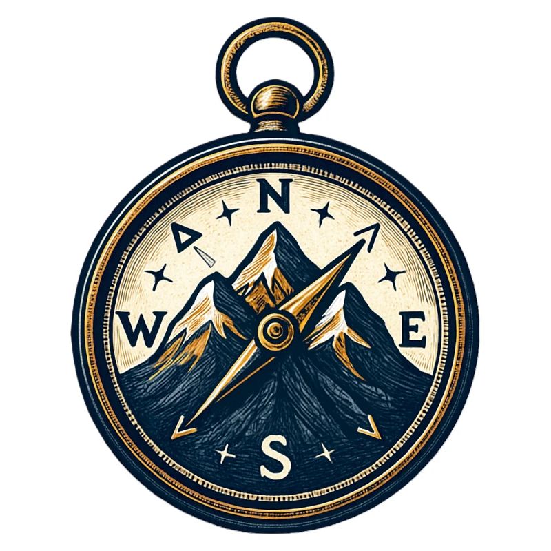 Compass on mountain background - skiing - hiking