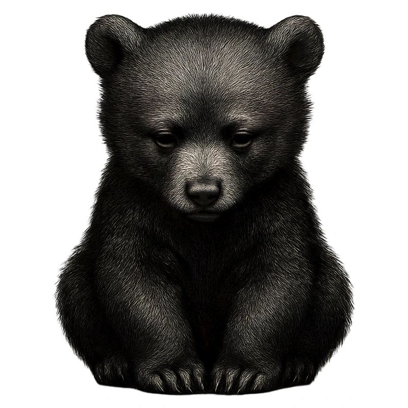 Dark bear cub sitting