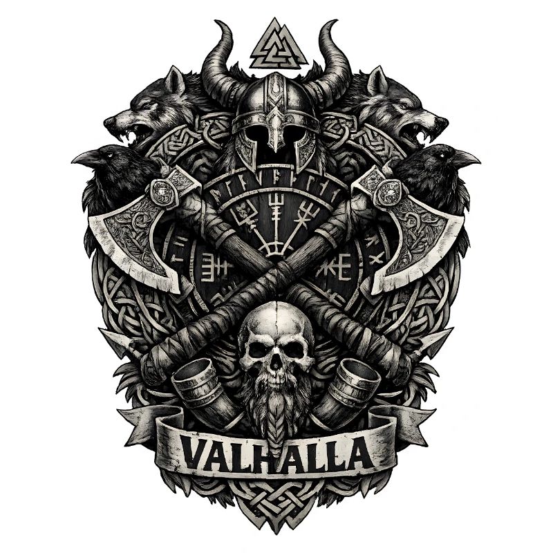 Valhalla-Schädel-Wikingerwappen
