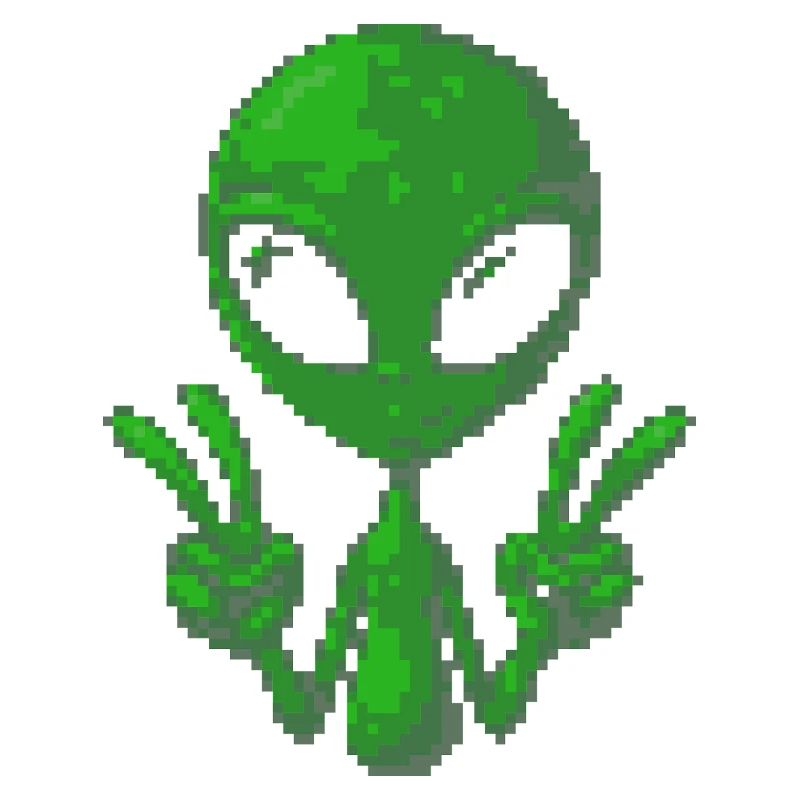 Pixel Alien Friedenszeichen