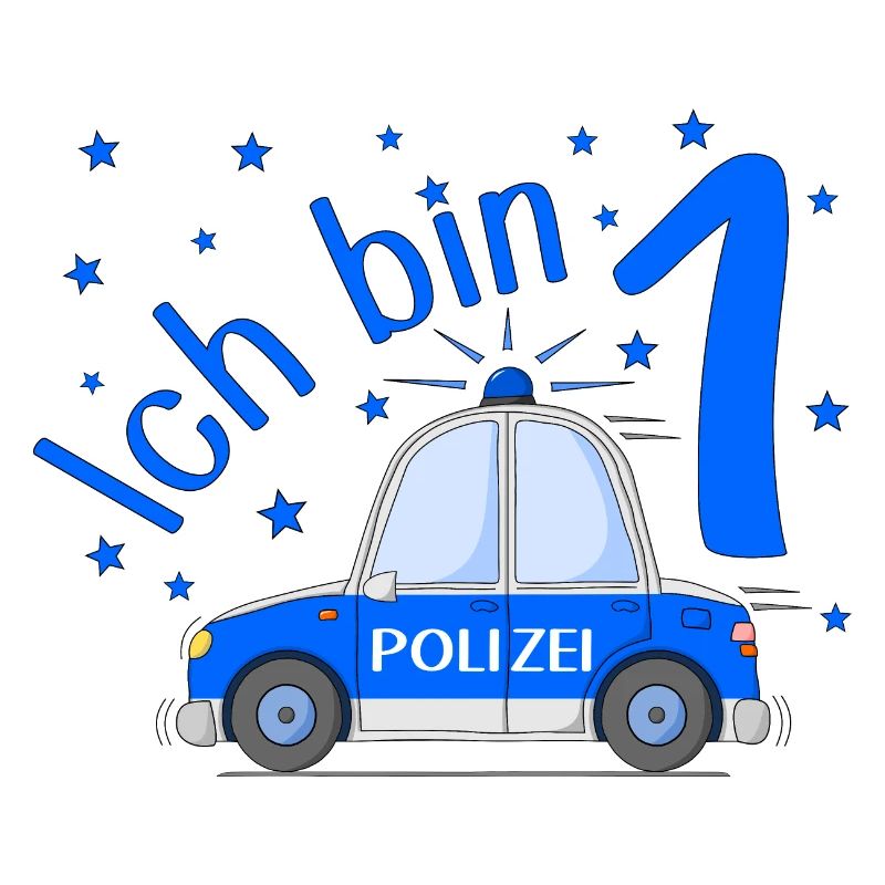 Polizeiauto Ich bin 1 Geburtstag Blau