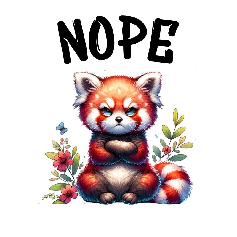 Red Panda Funny Saying Nope Fire Fox