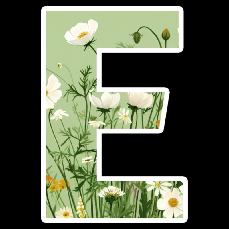 Lettre E, Monogramme, Motif Floral