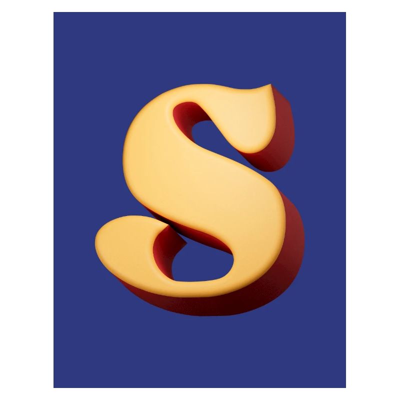 3D Hellbrauner Buchstabe S Look