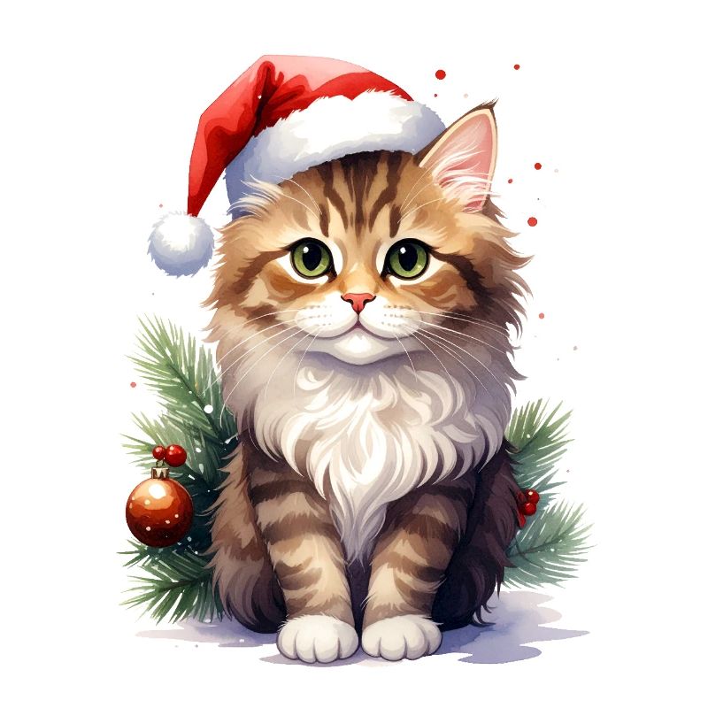 Chat comme Père Noël à Noël