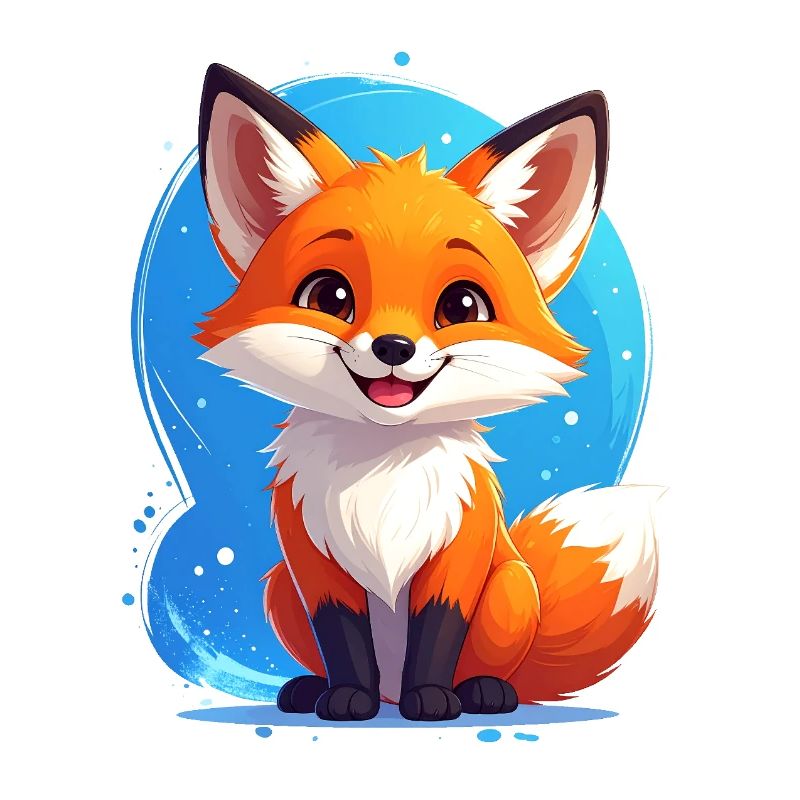 Cute fox against blue background