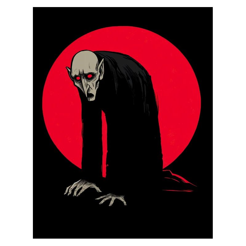 Vampire Nocturne Nosferatu devant la lune rouge