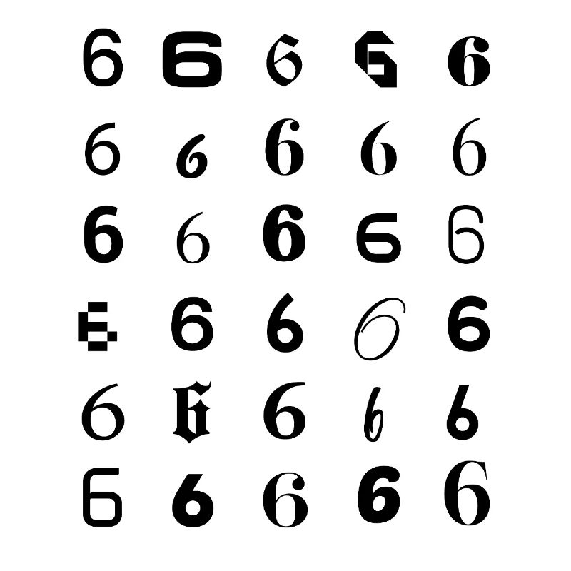 Typography 6 digit mosaic design