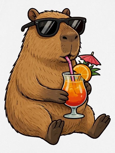 Capybara mit Sonnen-Cocktail-Style